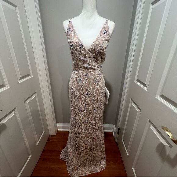 Dress the Population Helen Sleeveless Wrap Top Lace Gown size large NWT - Picture 3 of 15
